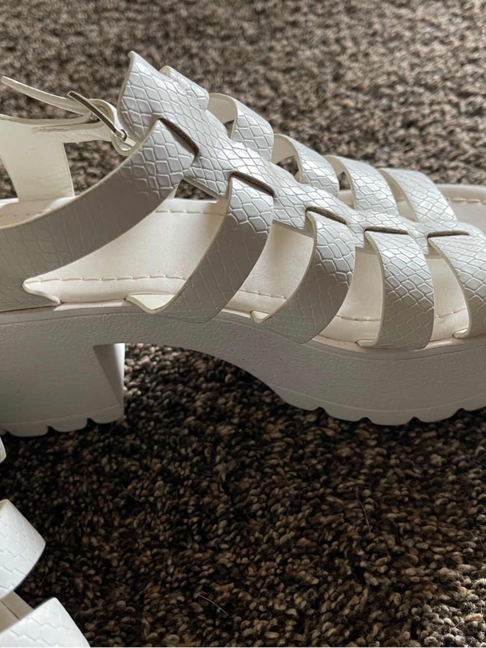 Soda White Woven Platform Heeled Sandals - Picture 3 of 4